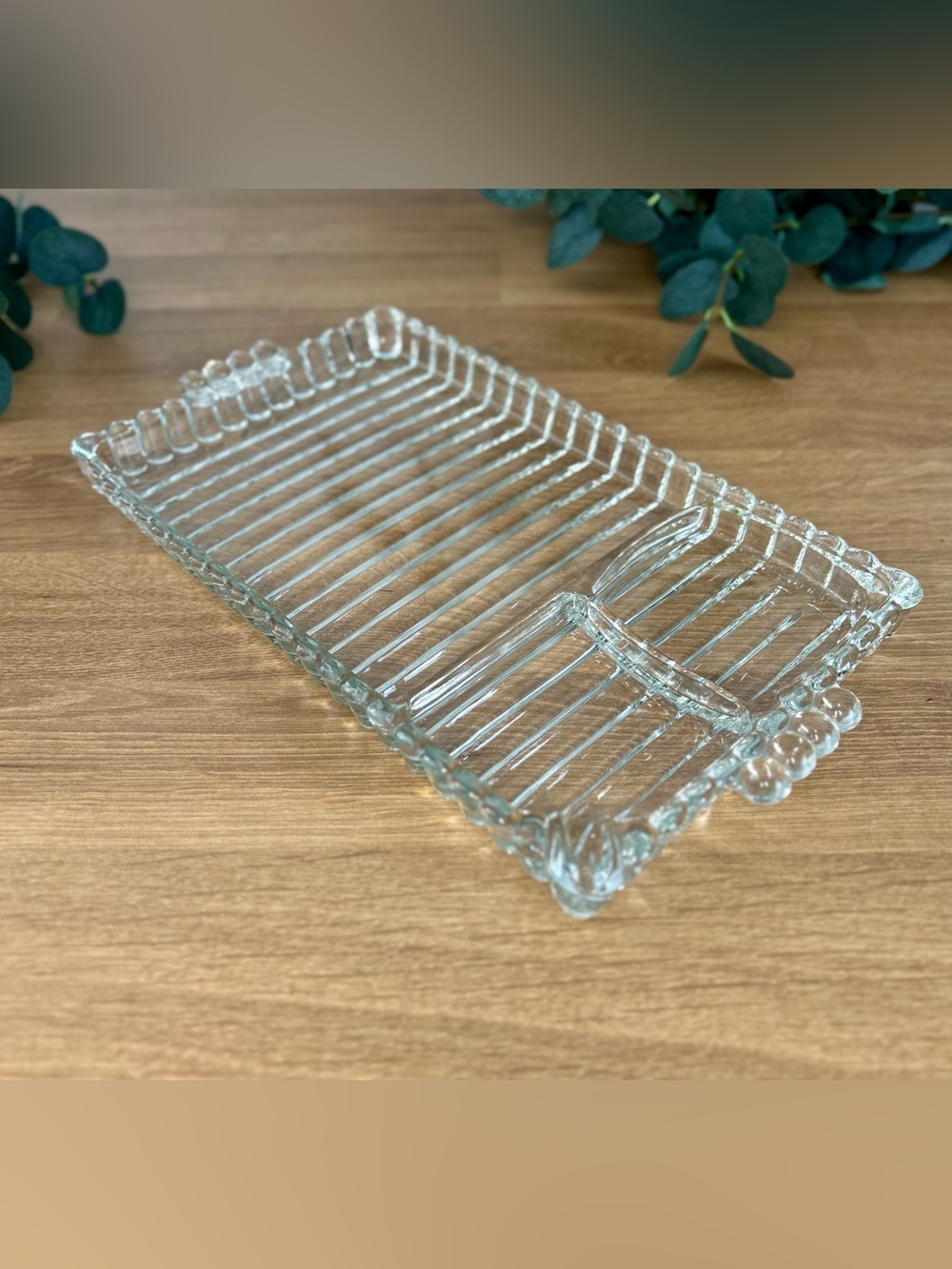 Vintage Hazel Atlas Snack Sip Smoke Glass Tray #1305